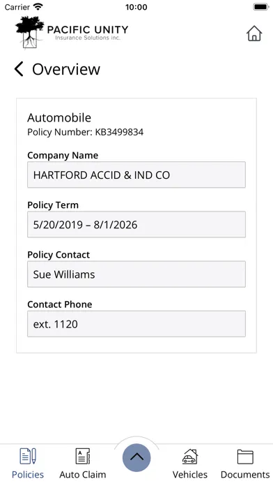 Pacific Unity Insurance Online Screenshots