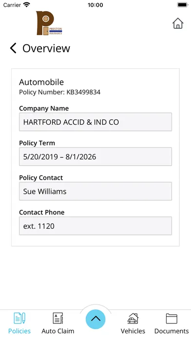 Ảnh chụp màn hình của Preston Insurance Svcs Online