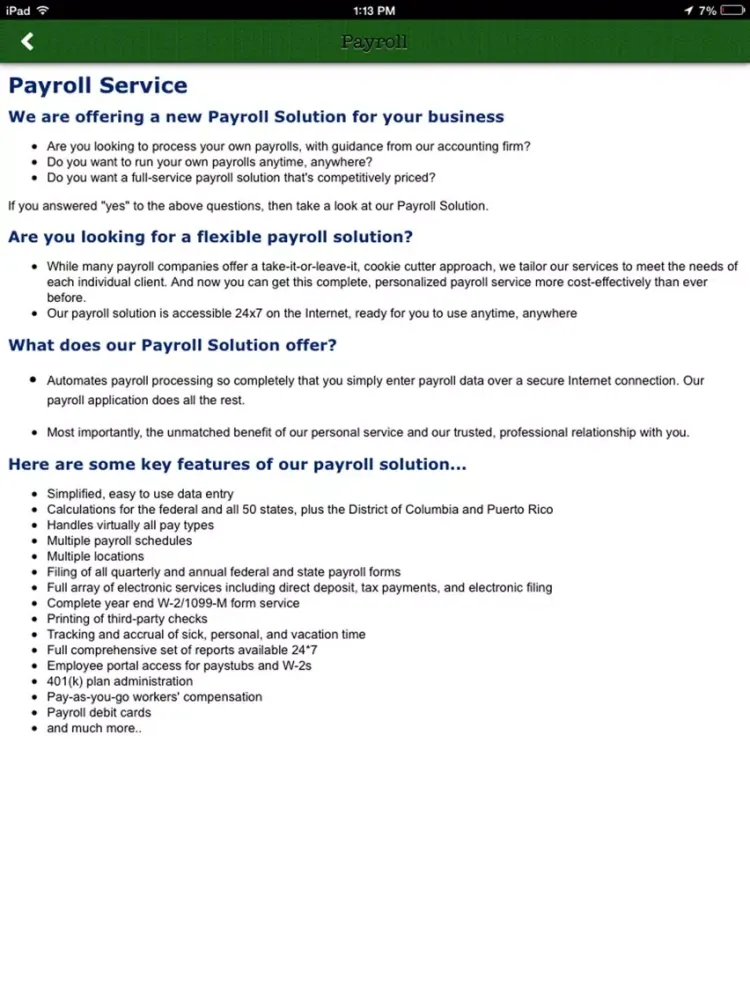Скриншоты Green Payroll Inc. iPad 