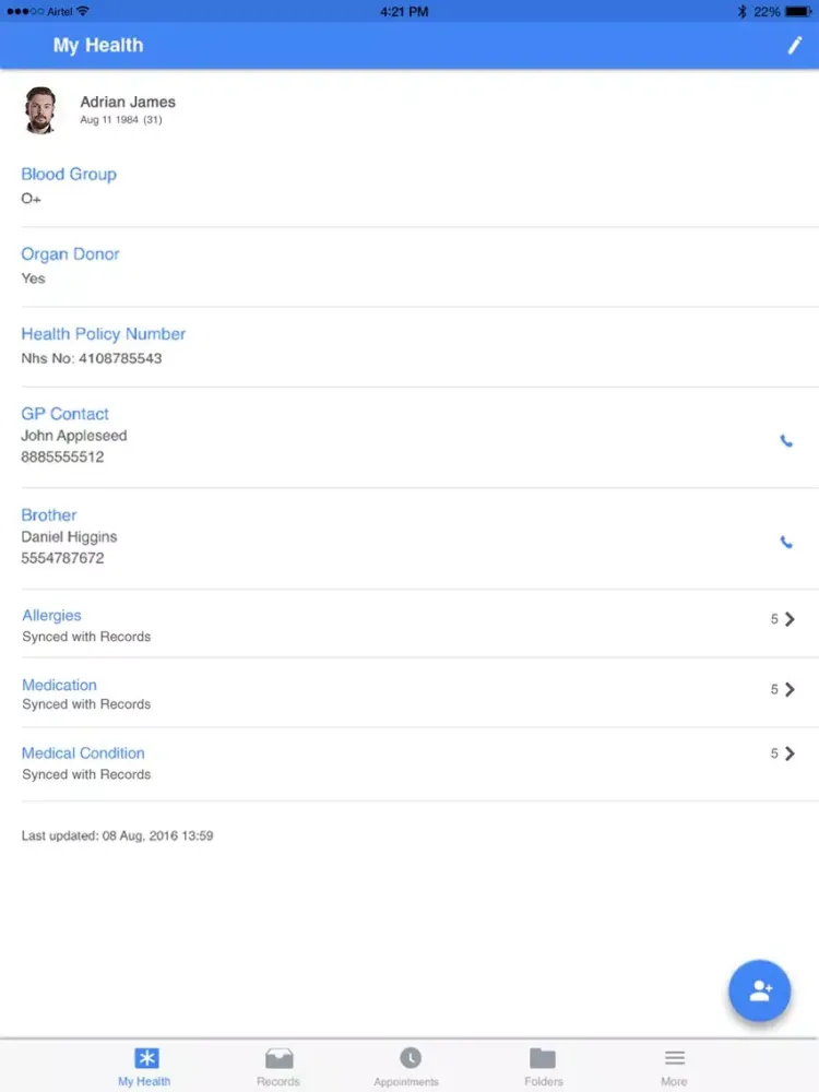 Zrzuty ekranu MyMedi iPad 