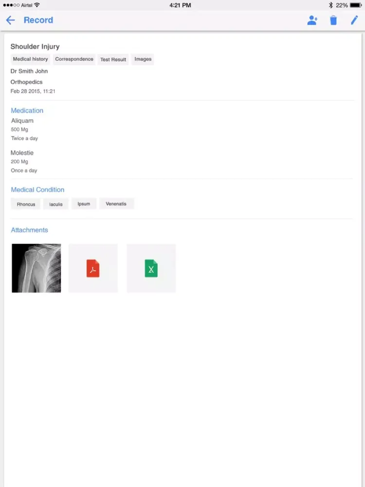 Zrzuty ekranu MyMedi iPad 