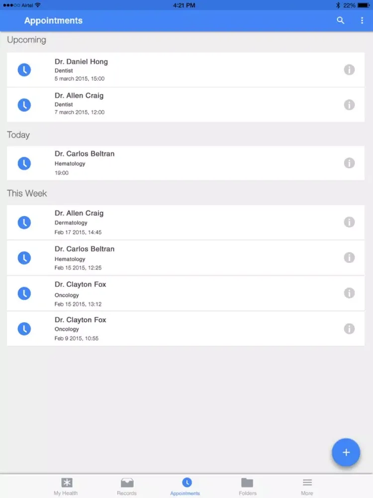 Zrzuty ekranu MyMedi iPad 