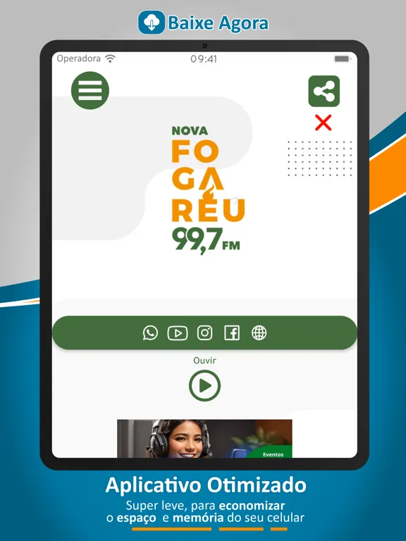 Tangkapan layar Rádio Fogaréu FM iPad 