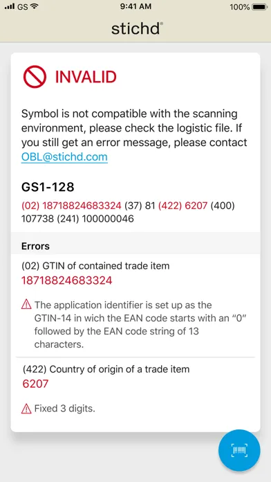stichd® barcode validator Screenshots