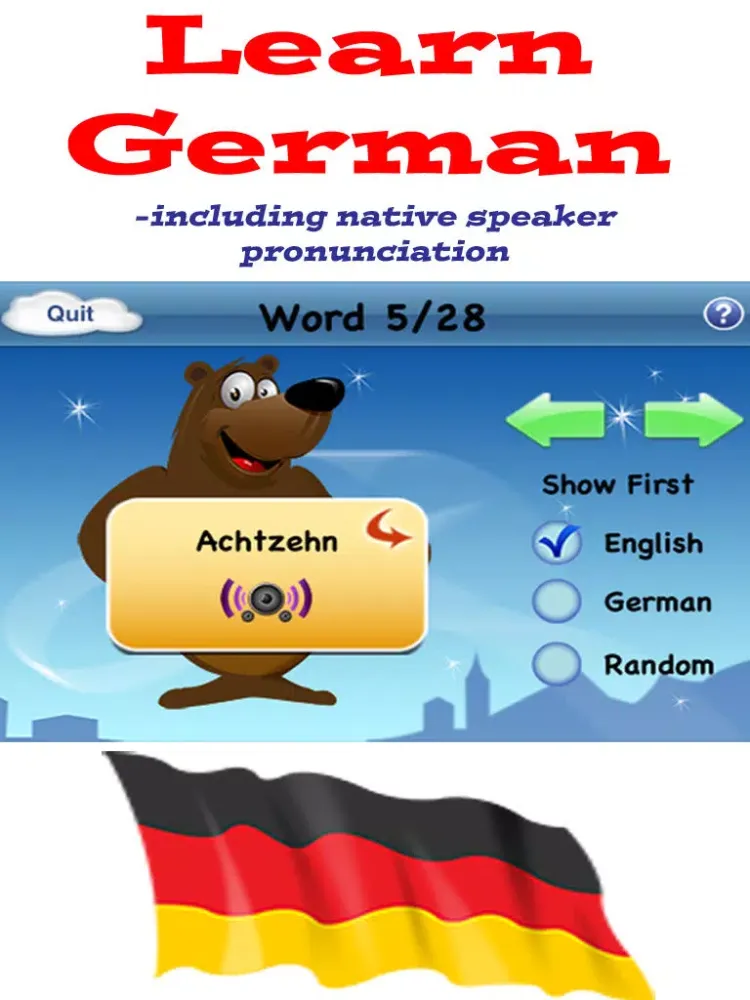 Learn German - Pronunciation, Dictionary, Flash-Cards & Fun Language Study Games To Improve & Test Your German Vocabulary iPad  Screenshots