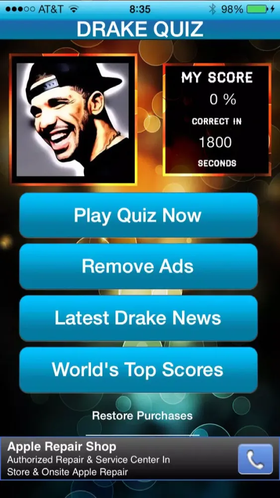 Celebrity Fan Quiz - Drake edition سکرین شاٹس