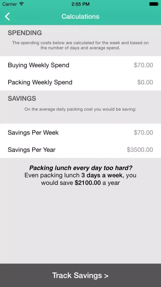 Zrzuty ekranu Lunch Saver - Savings Goals