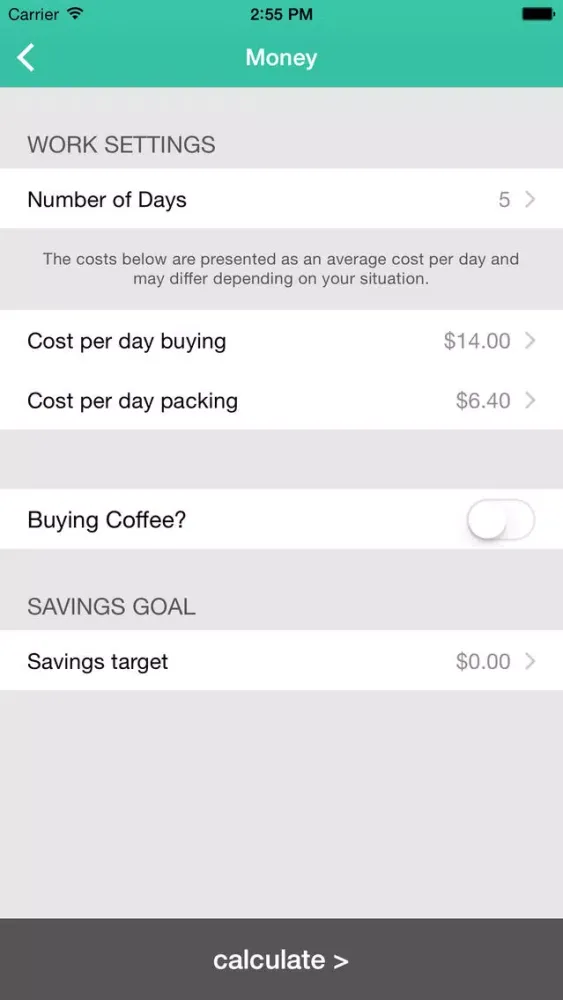 Zrzuty ekranu Lunch Saver - Savings Goals