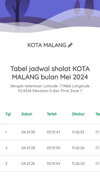 Zrzuty ekranu Jadwal Sholat Ahlul Bait