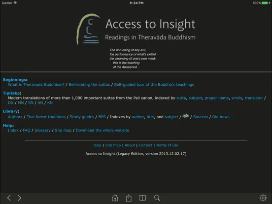 Capturas de tela do Access to Insight iPad 