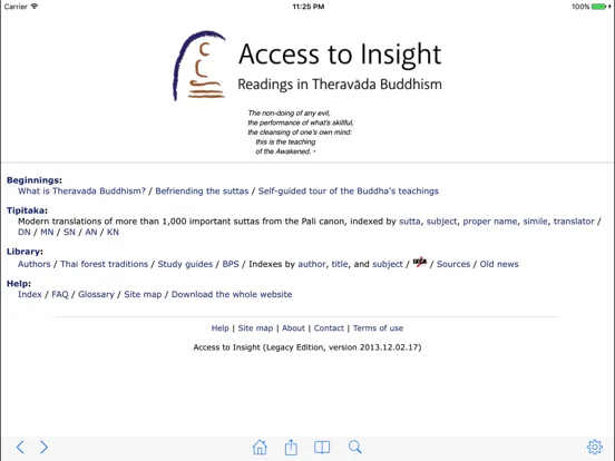 Capturas de tela do Access to Insight iPad 
