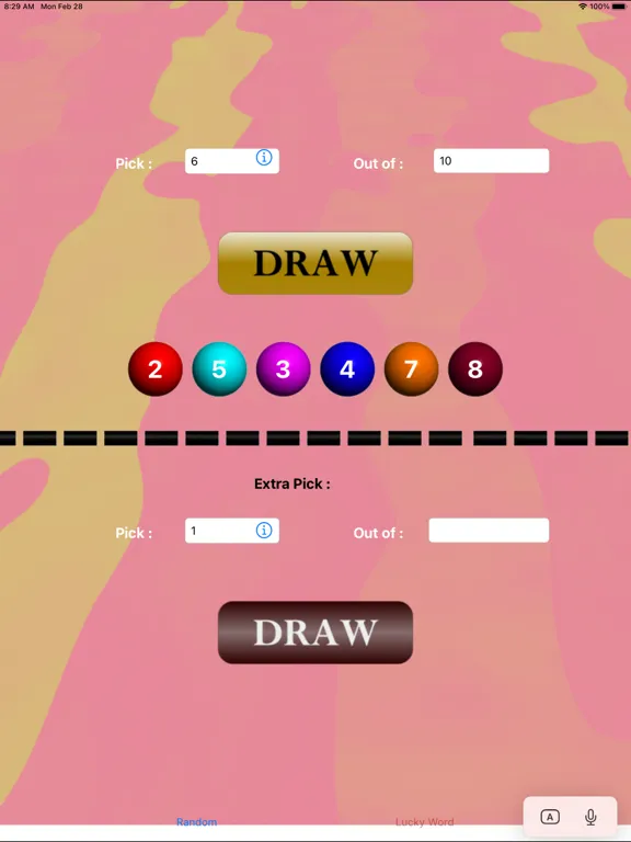 Tangkapan skrin Lucky Lottery Numbers iPad 