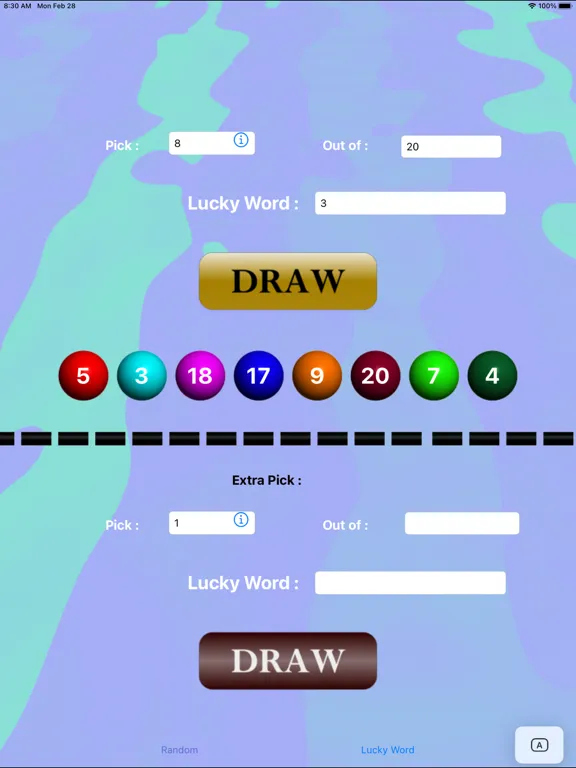 Tangkapan skrin Lucky Lottery Numbers iPad 