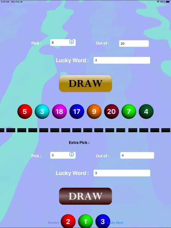 Tangkapan skrin Lucky Lottery Numbers iPad 