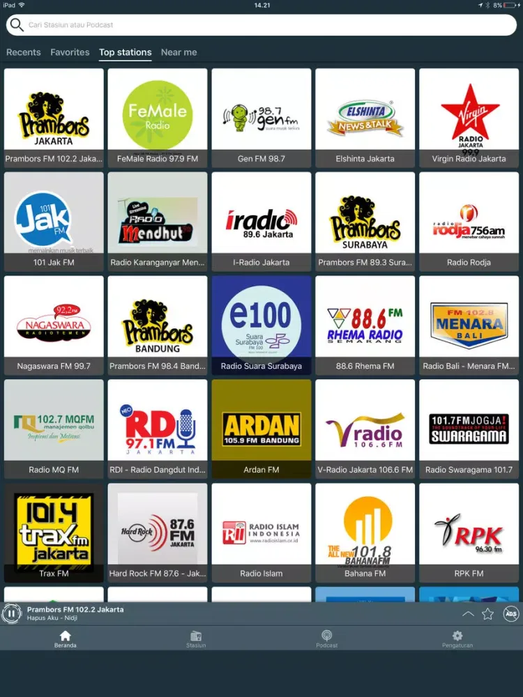 ภาพหน้าจอของ Radio Indonesia - Music & News iPad 