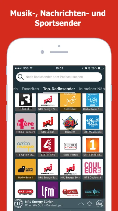 Capturas de pantalla de Swiss Radio / Schweiz / Suisse