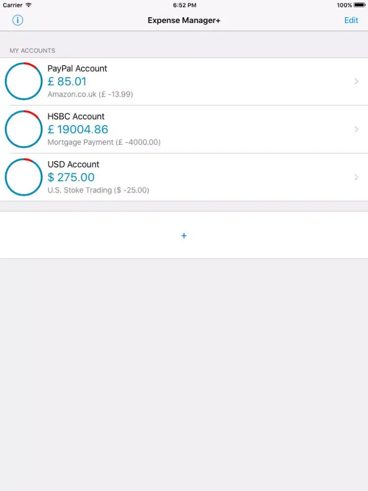 Ảnh chụp màn hình của Expense Manager+ iPad 