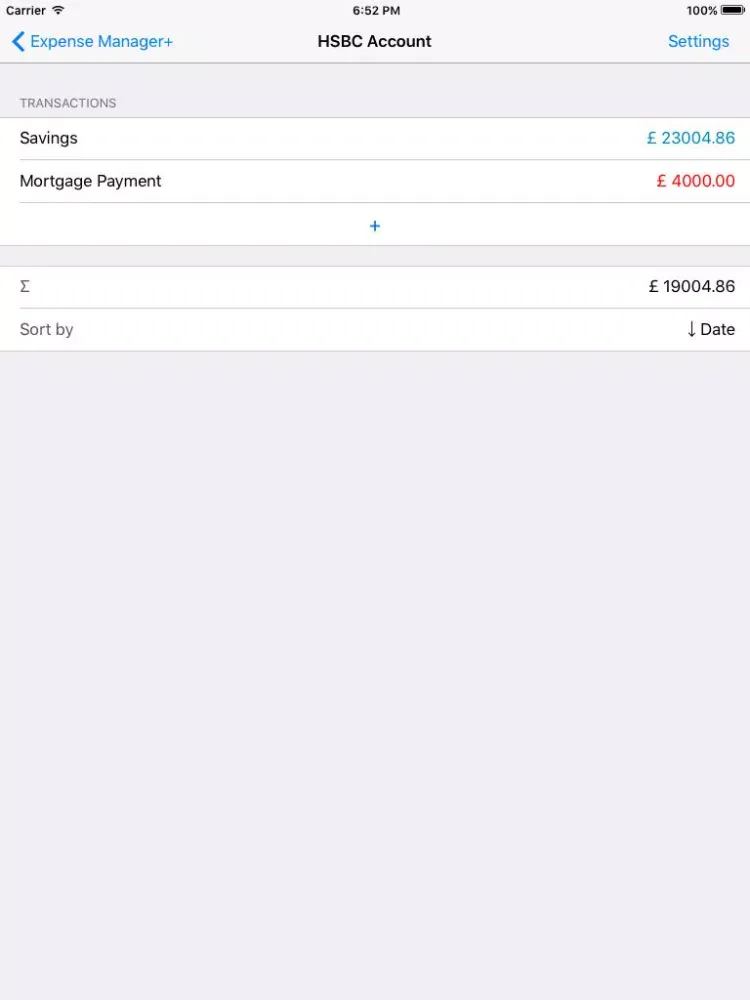 Ảnh chụp màn hình của Expense Manager+ iPad 