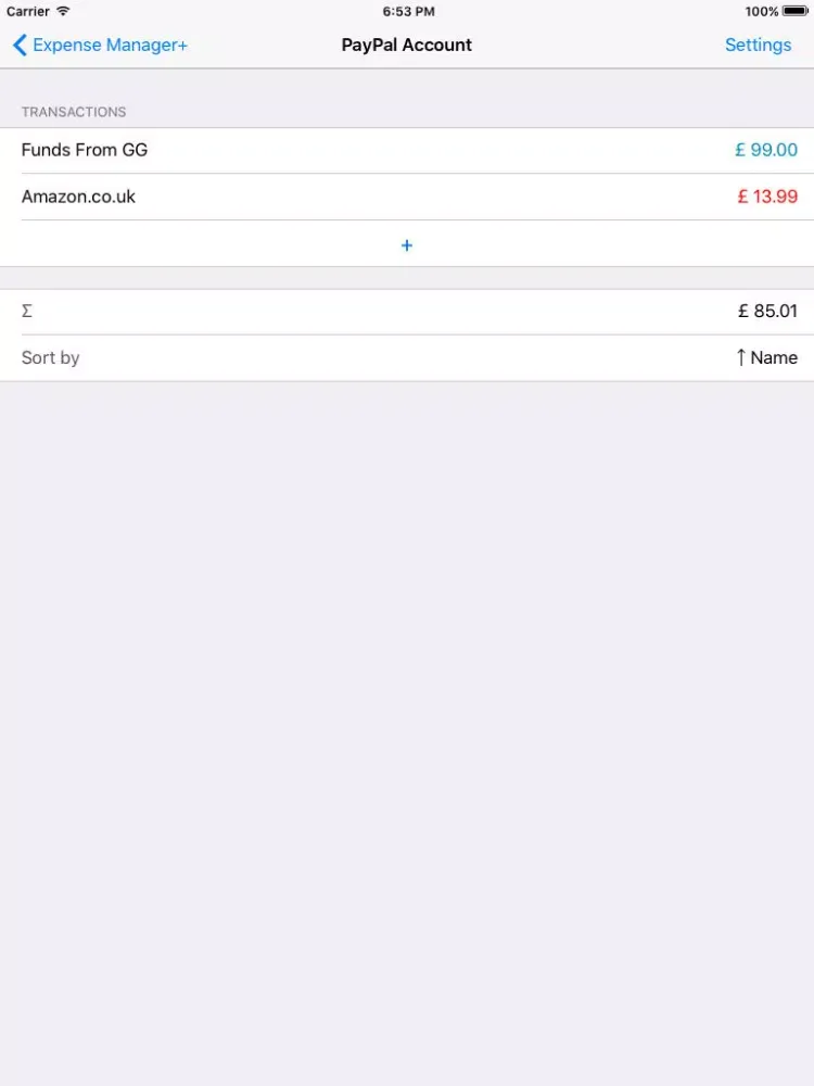 Ảnh chụp màn hình của Expense Manager+ iPad 