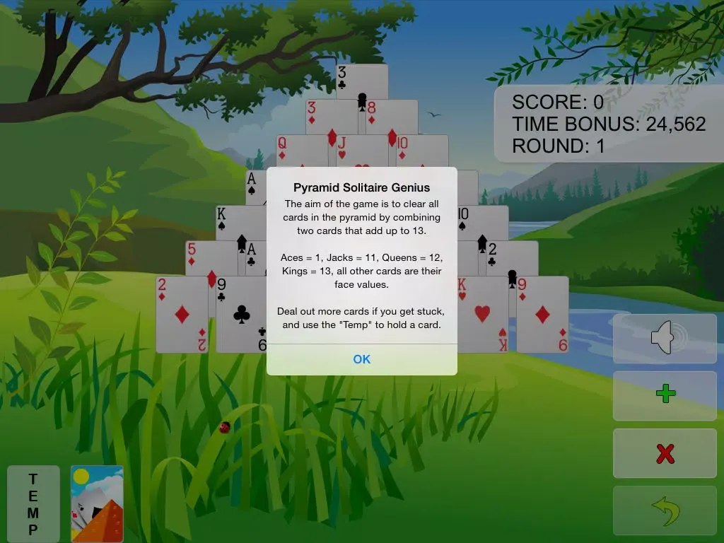 ภาพหน้าจอของ Pyramid Solitaire Genius iPad