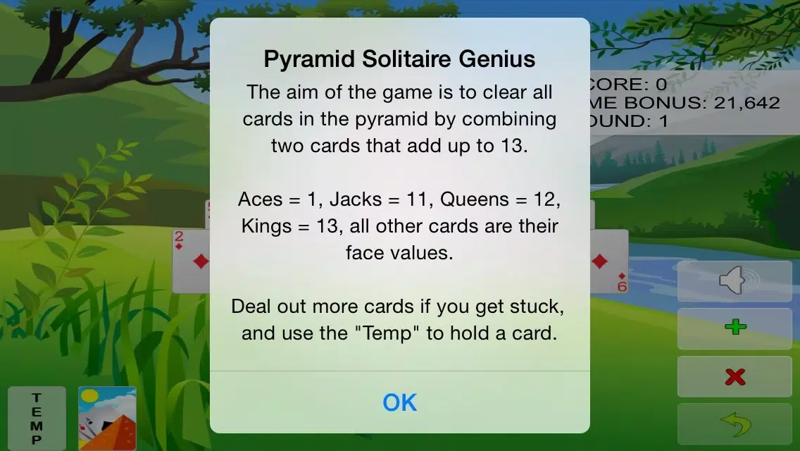 ภาพหน้าจอของ Pyramid Solitaire Genius