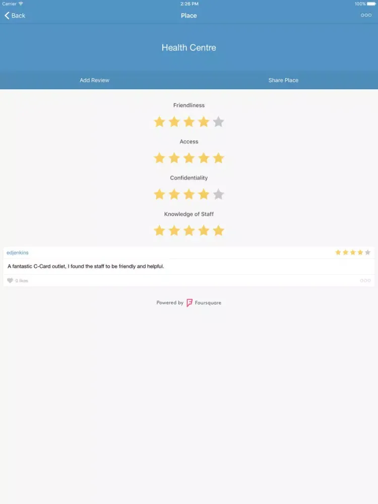 Ảnh chụp màn hình của C-Card Condom Finder iPad 