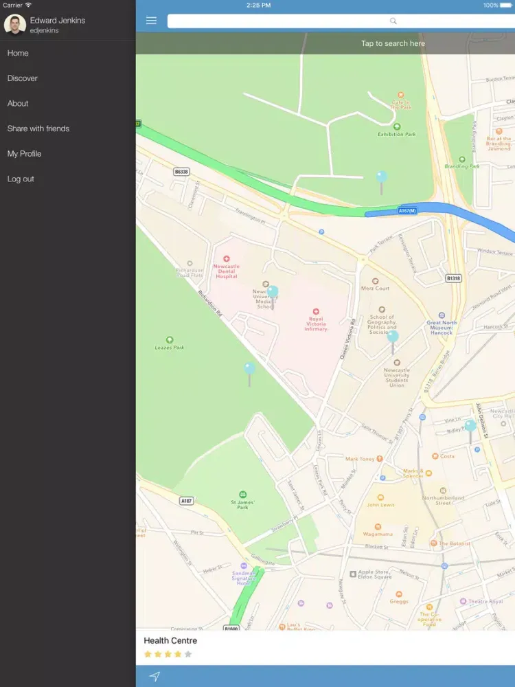 Ảnh chụp màn hình của C-Card Condom Finder iPad 