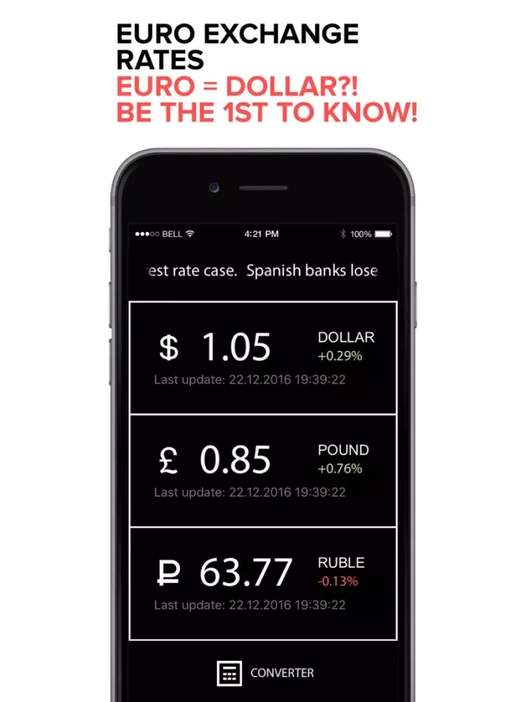EURO exchange rate to USD iPad  Screenshots