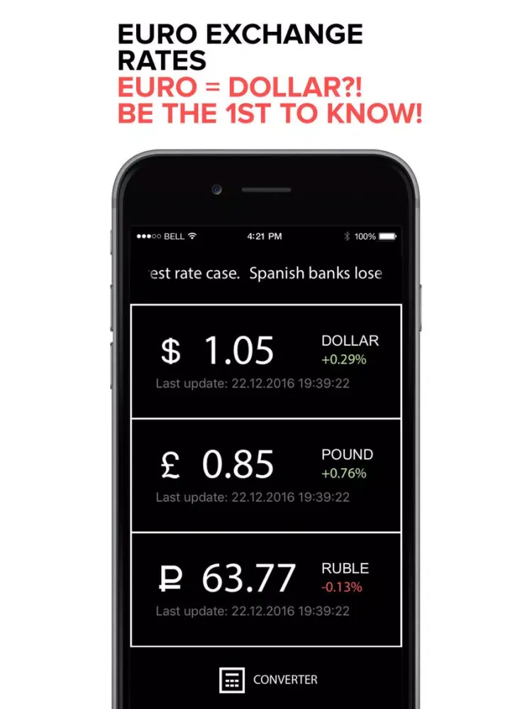 Capturas de pantalla de EURO exchange rate. EUR to USD iPad 