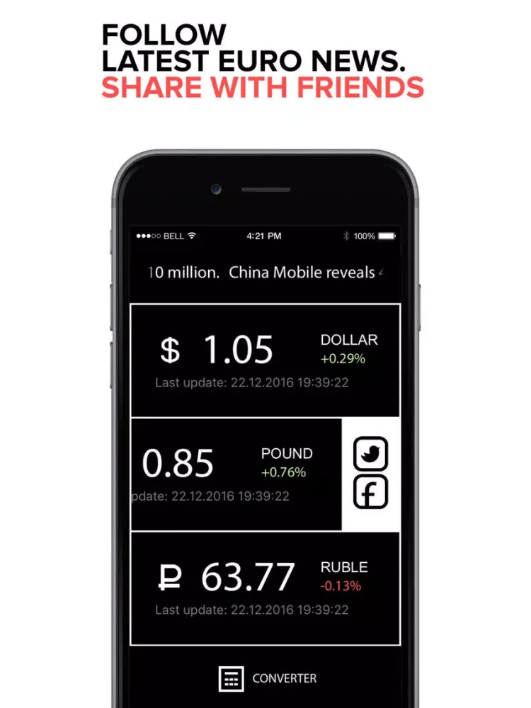 Capturas de pantalla de EURO exchange rate. EUR to USD iPad 