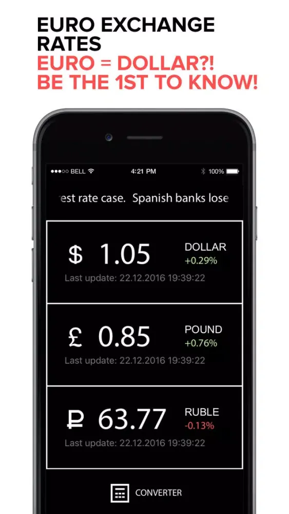 Capturas de pantalla de EURO exchange rate. EUR to USD