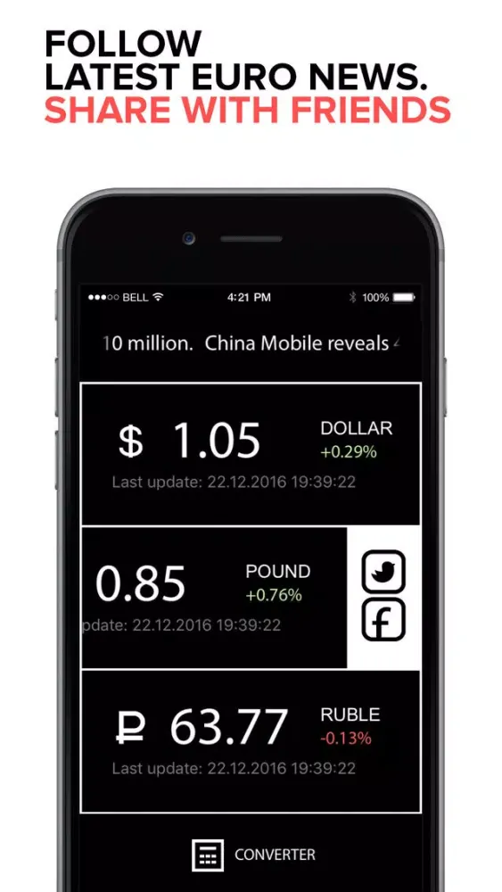 Capturas de pantalla de EURO exchange rate. EUR to USD