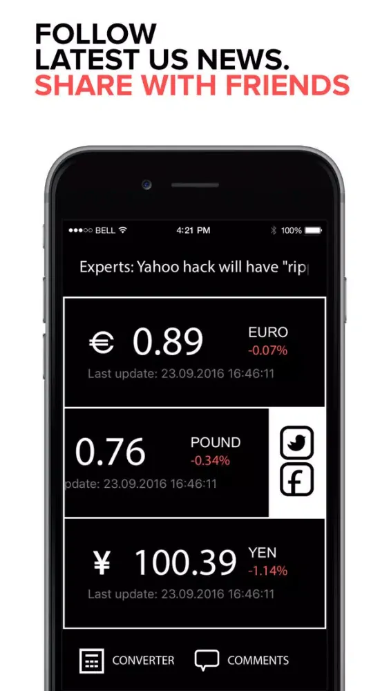 Screenshot di US Dollar exchange rate USD