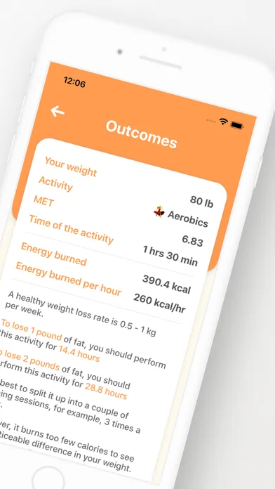 Ảnh chụp màn hình của Calories Burned Calculator +