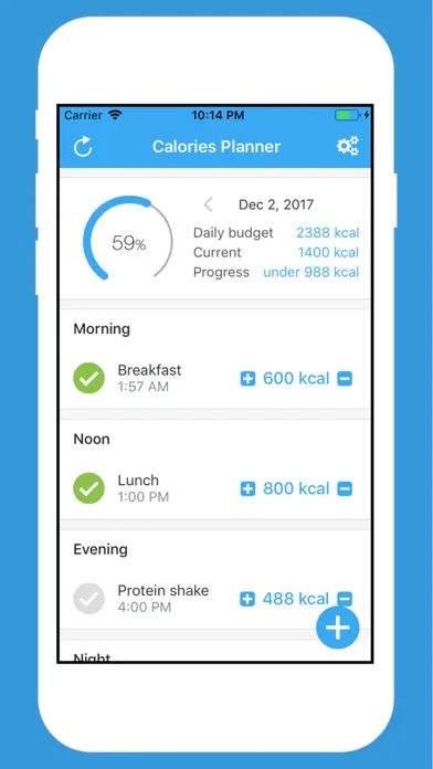 Calories Planner Screenshots
