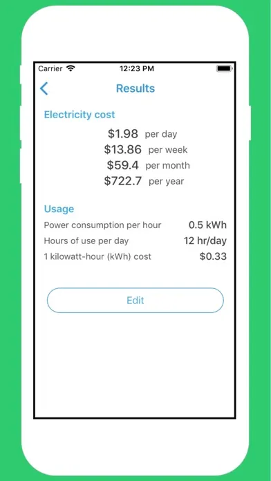 Tangkapan layar Electricity Bill Calculator $