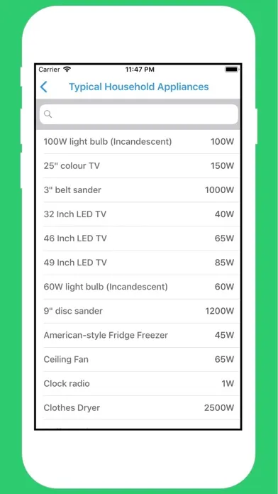 Tangkapan layar Electricity Bill Calculator $