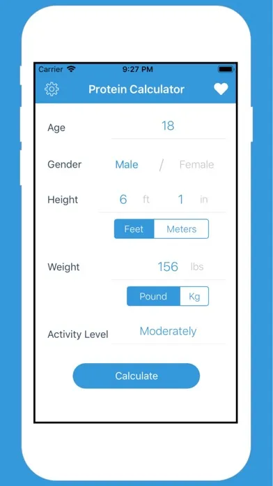 ภาพหน้าจอของ Protein Intake Calculator