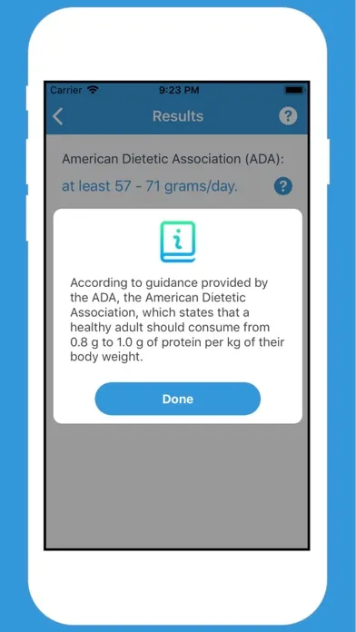 ภาพหน้าจอของ Protein Intake Calculator