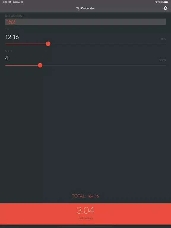 Minimalist Tip Calculator iPad  Screenshots