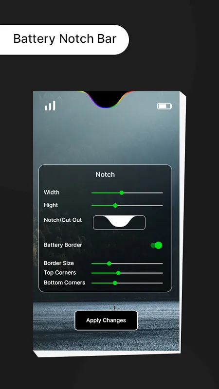 Captures d'écran de Notch Battery Bar