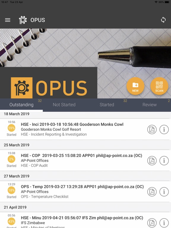 OPUS4Business iPad  Screenshots