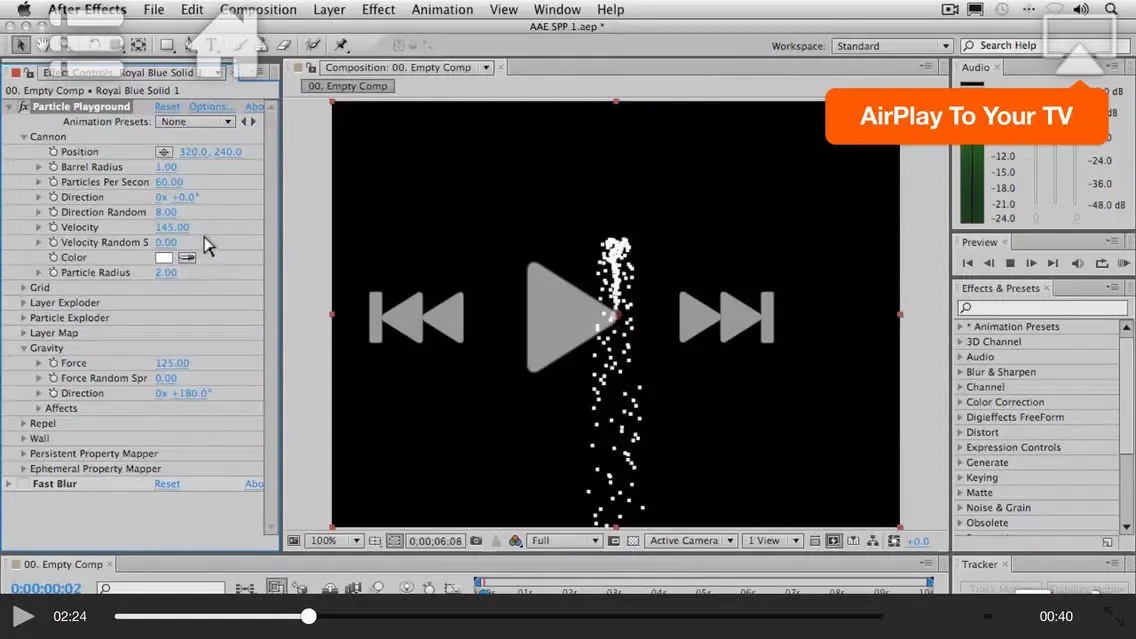 Capturas de tela do Course For After Effects Particle Playground