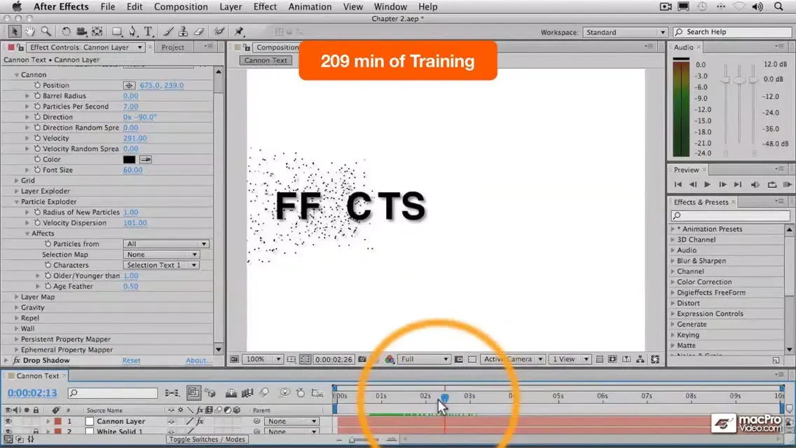 Capturas de tela do Course For After Effects Particle Playground