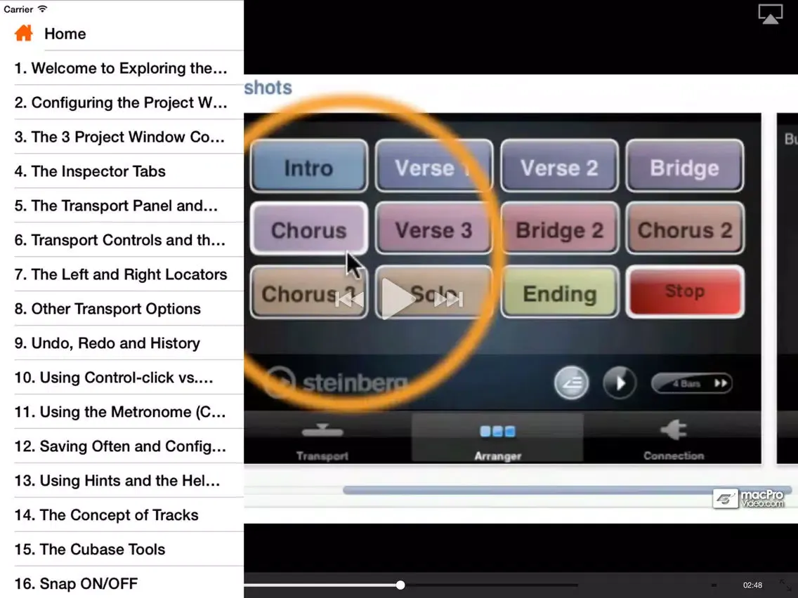 Tangkapan skrin Course For Cubase 6: Exploring the Fundamentals iPad 
