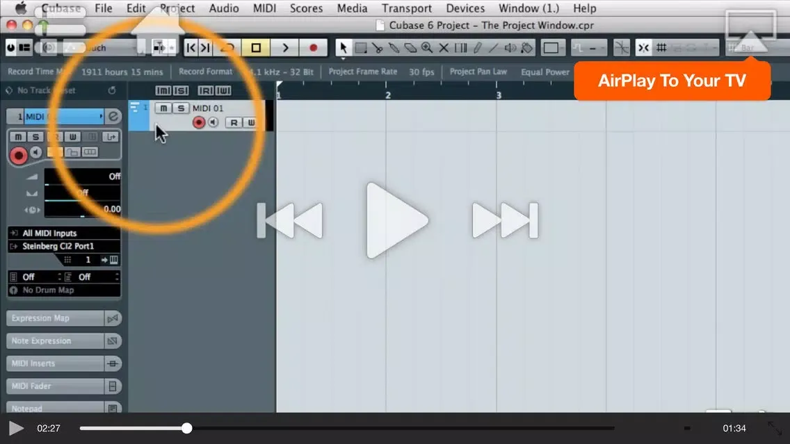 Tangkapan skrin Course For Cubase 6: Exploring the Fundamentals
