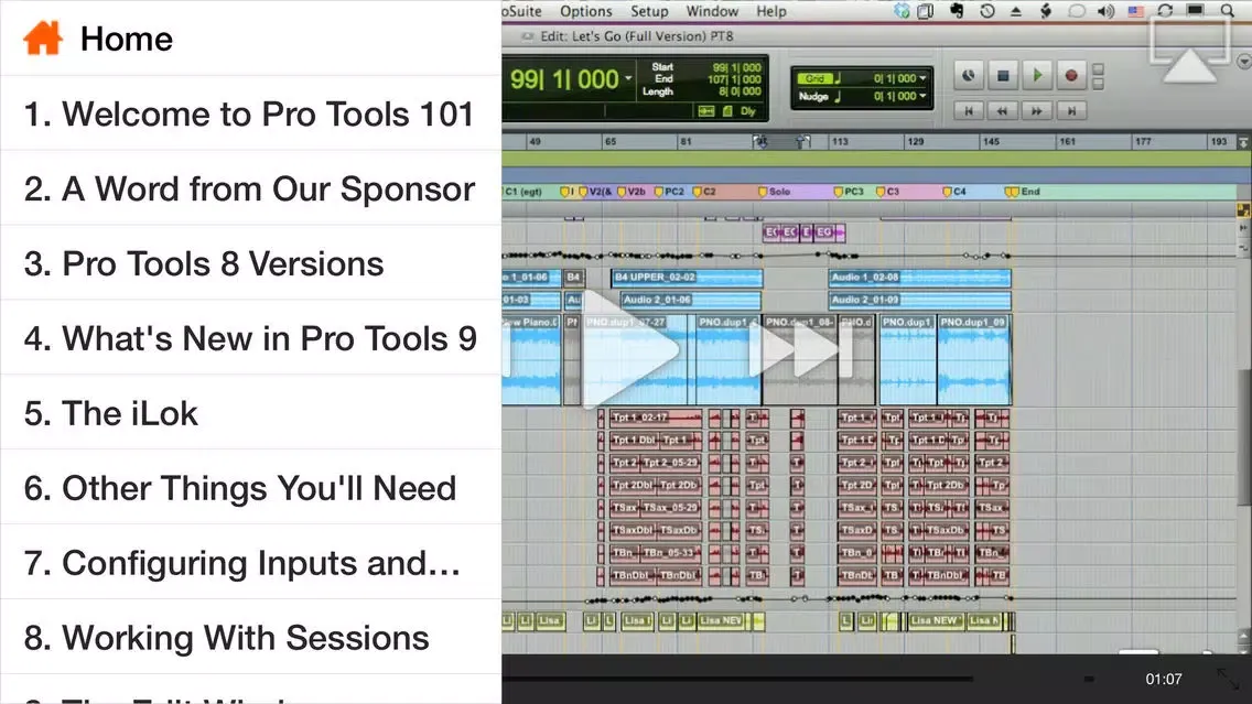 ภาพหน้าจอของ Course For Pro Tools 101 - Core Pro Tools 9