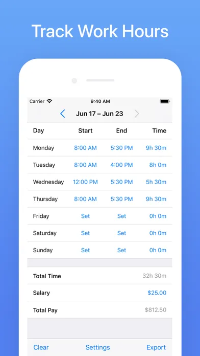 Zrzuty ekranu Hours Tracker: Time Calculator