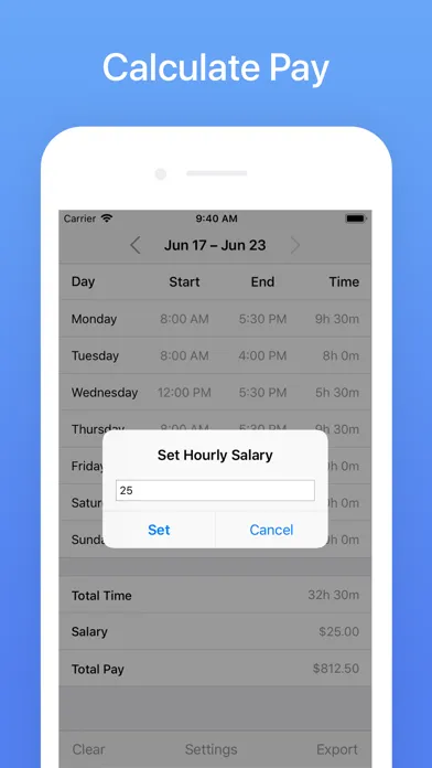 Zrzuty ekranu Hours Tracker: Time Calculator