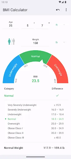 Screenshot di BMI Calculator